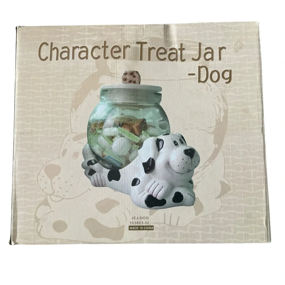 Vintage Dog cookie jar Dalmatian fish bowl with lid Rare